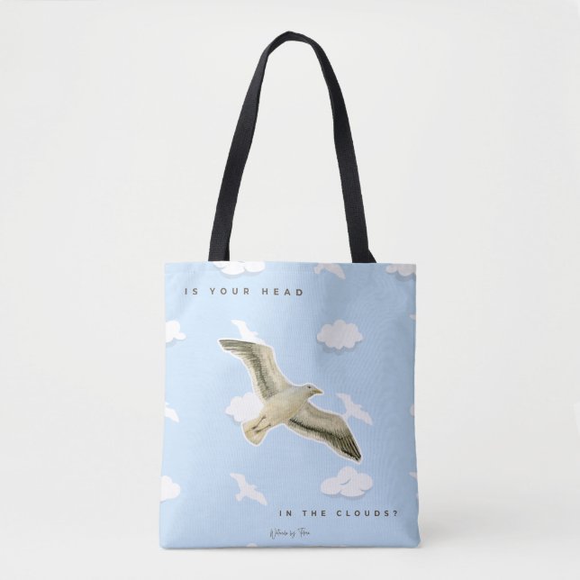 Tote Bag Mouette dans les nuages aquarelle (Devant)