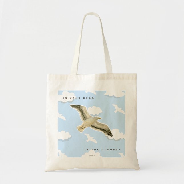 Tote Bag Mouette dans les nuages aquarelle (Devant)