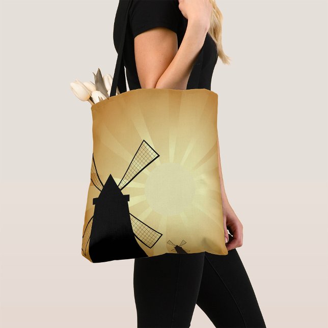 Tote Bag Moulins à vent au lever du soleil (Créateur téléchargé)