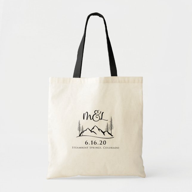 Tote Bag Mountain Wedding Monogram (Devant)