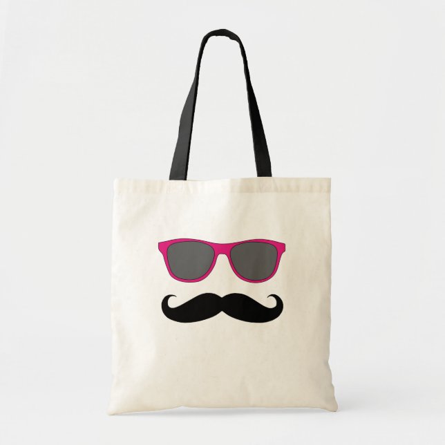 Tote Bag Moustache et humeur rose de lunettes de soleil (Devant)