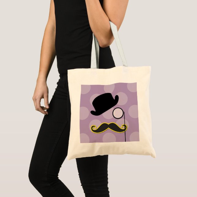 Tote Bag Moustache, Moustache, Stache, Monocle, Casquette B (Devant (produit))