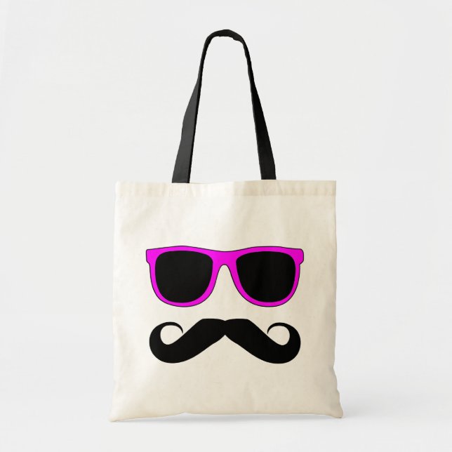 Tote Bag Moustache rose en verre rétro (Devant)