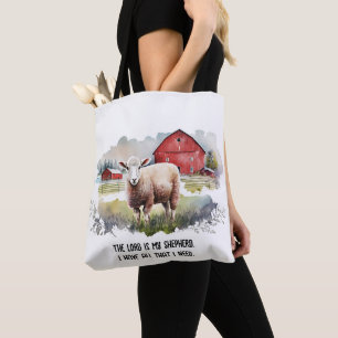 Tote Bag Mouton Aquarelle Avec Citation Religieuse