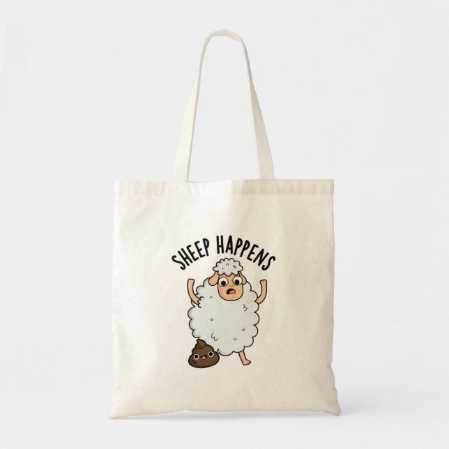 Tote Bag Mouton arrive drôle de caca jeu de mots  (Devant)