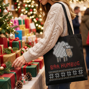 Tote Bag Mouton de Noël Baa Humbug Style Pull de Noël Lai