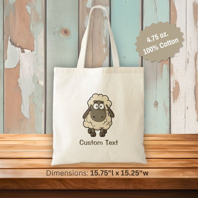Tote Bag Mouton dessin animé beige (Créateur téléchargé)