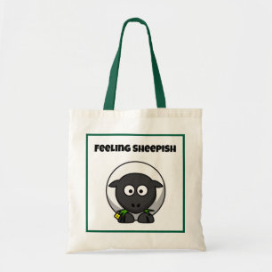 Tote Bag Mouton timide mignon dessin animé avec jeu de mots