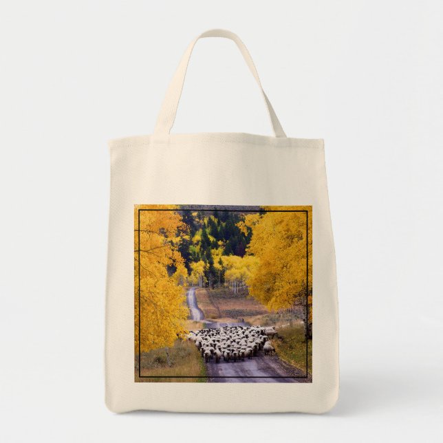 Tote Bag Moutons sur la route de campagne (Devant)