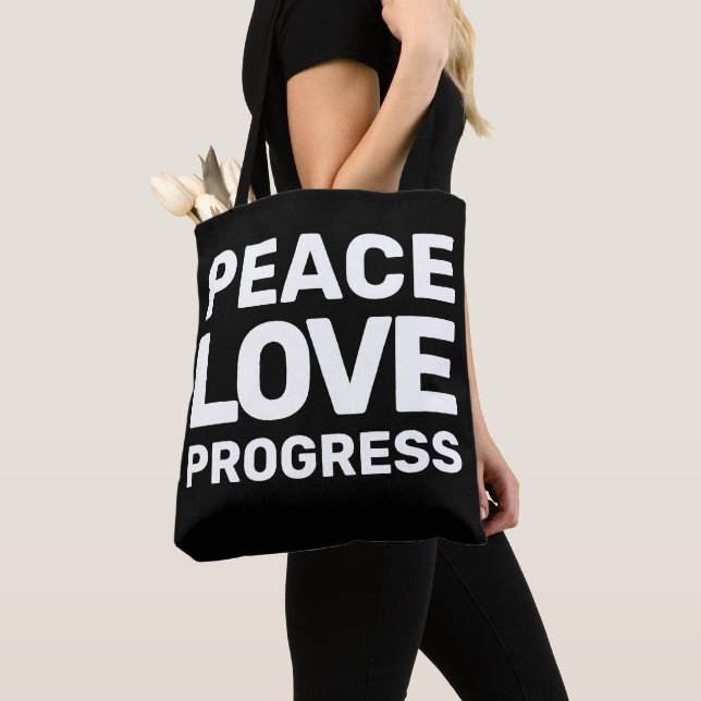 Tote Bag Mouvement Hands Off Protestez Paix Amour Progrès (De près)