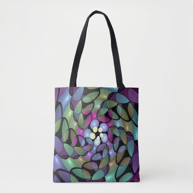 Tote Bag Mouvements colorés Abstrait Trippy Fractal Art (Devant)