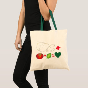 Tote Bag Mozzarella italienne + Tomate + Basil = Coeur d'am