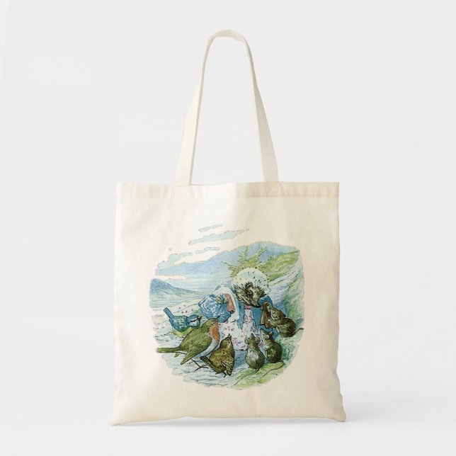 Tote Bag Mrs TIGGY-WINKLE gives the birds their clothes (Devant)