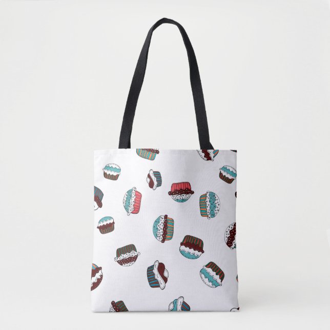 Tote Bag Muffin. Joyeux arrière - plan de cupcake d'anniver (Devant)