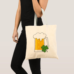 Tote Bag Mug de bière irlandaise avec Shamrock Clover
