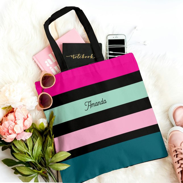 Tote Bag Multi couleur rayé Pretty Minimal  (Créateur téléchargé)
