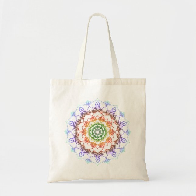Tote Bag Multicolore Rainbow Mandala Motif (Devant)