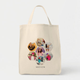 Tote Bag Multiphoto Collage moderne Nom personnalisé