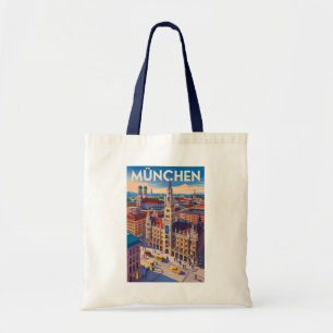 Tote Bag Munich Allemagne Illustration Voyage Art Vintage