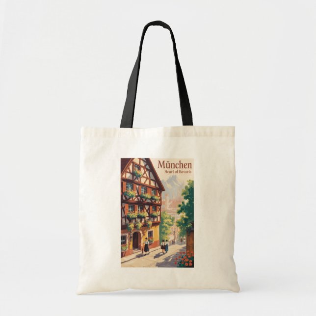Tote Bag Munich Germany Bavaria Illustration Travel Art (Devant)