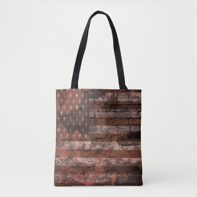 Tote Bag Mur de briques du drapeau américain (Devant)