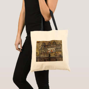 Tote Bag Mur de maison sur la rivière par Egon Schiele