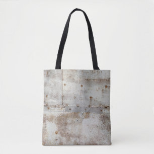 Tote Bag Mur en métal coloré rouillé, stries.