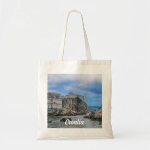 Tote Bag Murs de forteresse, côte rocheuse et mer en Croati