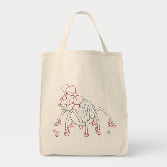 Tote Bag Musardez l'araignée utilisant un arc rose et des (Devant)