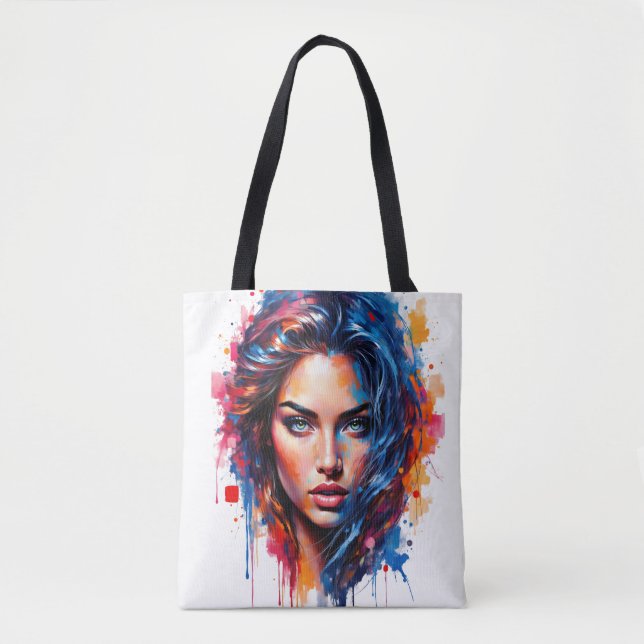 Tote Bag Muse Chromatique - Portrait De Splash Néon (Devant)