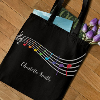 Tote Bag Music Teacher Nom personnalisé Notes musicales