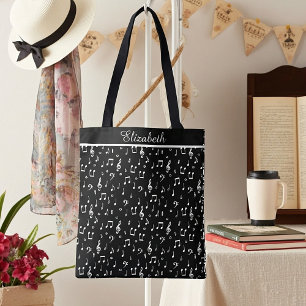 Tote Bag Musical personnalisé en noir et blanc