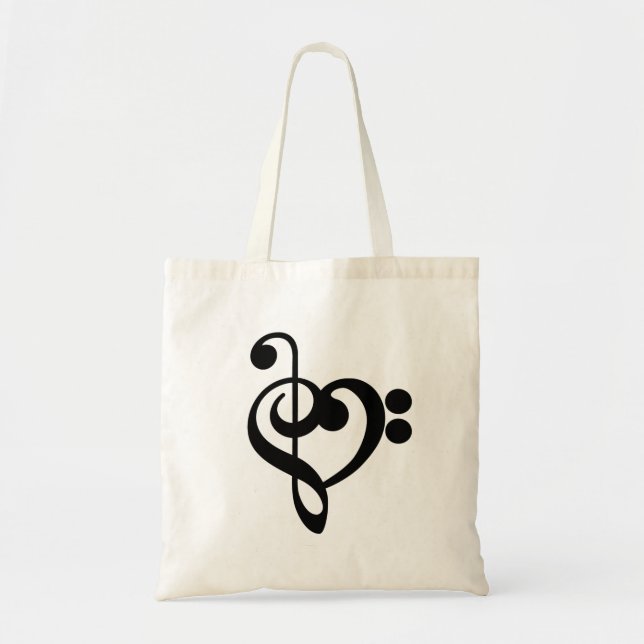 Tote Bag Musicien Coeur de musique - Treble Bass Clef (Devant)