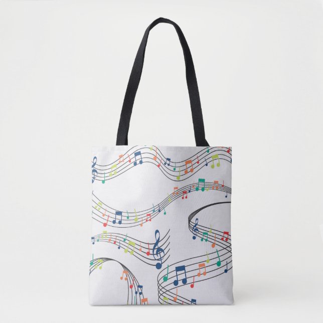 Tote Bag Musicien de notes de musique colorée (Devant)