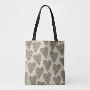 Tote Bag Musicien de notes musicales de forme cardiaque