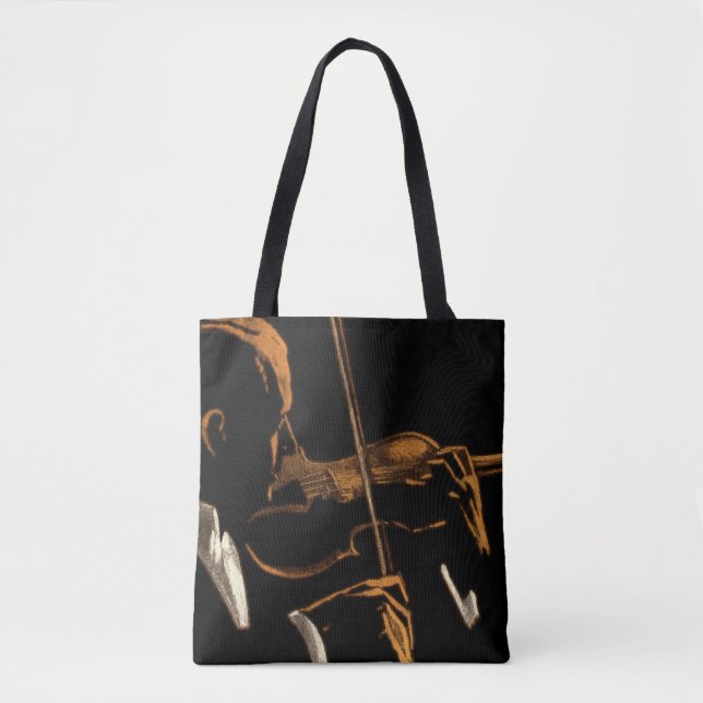 Tote Bag Musicien vintage, Violoniste Jouant Musique Violon (Devant)
