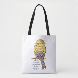 Tote Bag Musique dans l'âme Citation & note musicale Bird