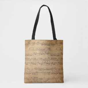 Tote Bag Musique de feuille vintage Fourre-tout