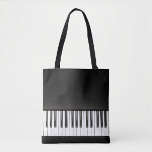 Tote Bag Musique de piano noire et blanche