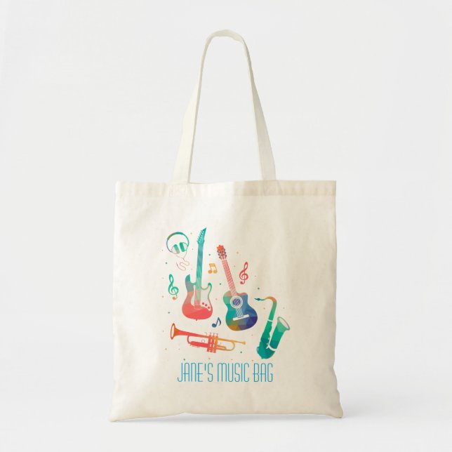 Tote Bag Musique funky instruments de musique colorés (Devant)