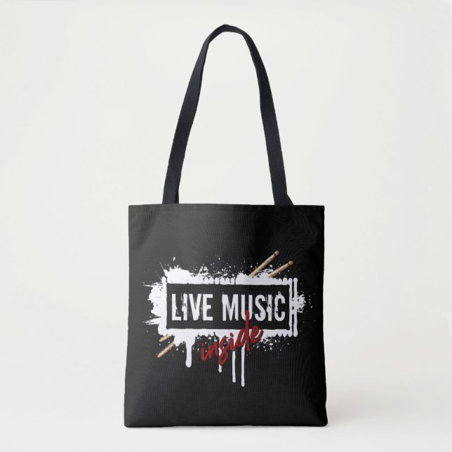 Tote Bag Musique live à l'intérieur des tambours musicien J (Devant)