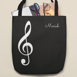 Tote Bag musique moderne treize clef sur noir