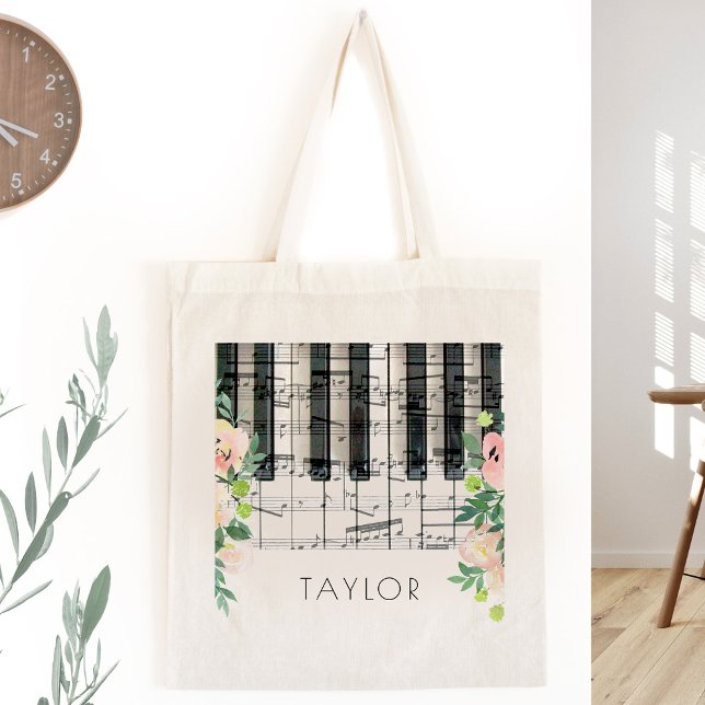 Tote Bag musique piano nom floral (Créateur téléchargé)