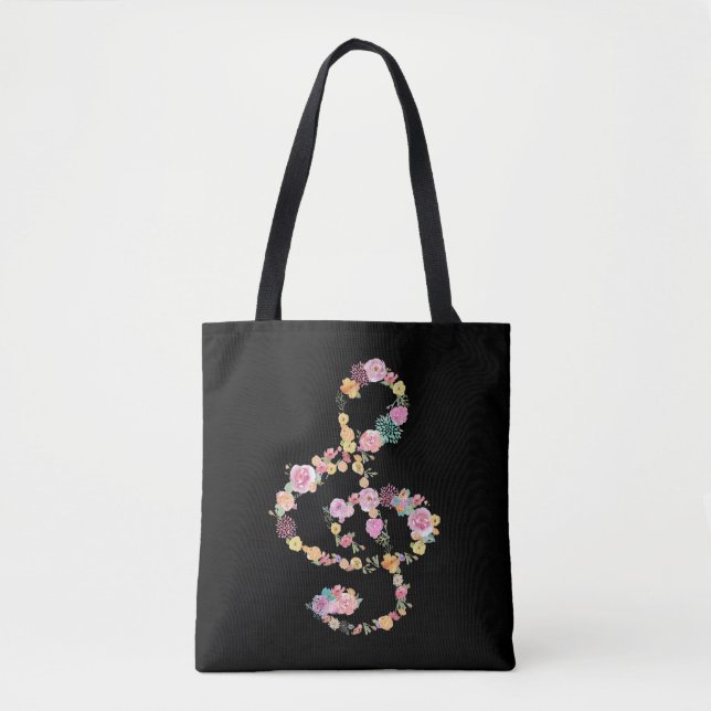 Tote Bag musique romantique florale serrure triplée sur noi (Devant)