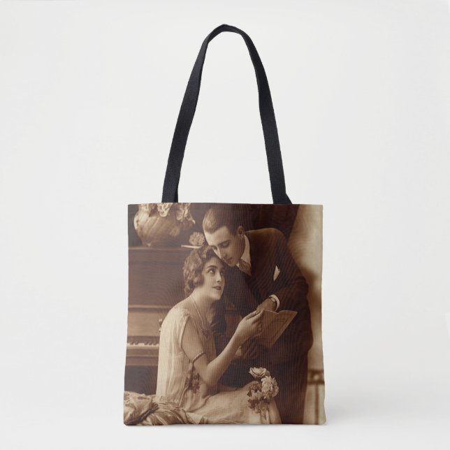 Tote Bag Musique romantique vintage, Amour et Romance (Devant)