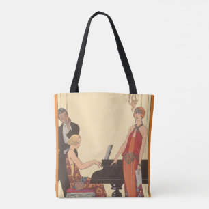 Tote Bag Musique vintage, chanteur de piano Art Déco