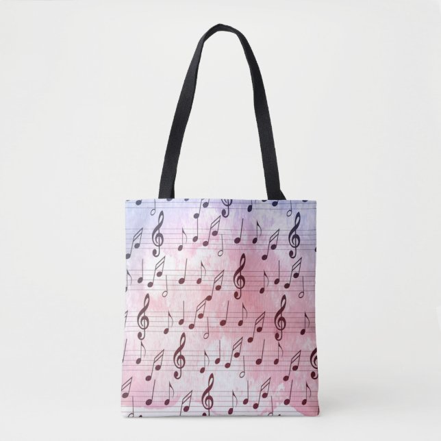 Tote Bag Musique violet et rose note à clé trible (Devant)