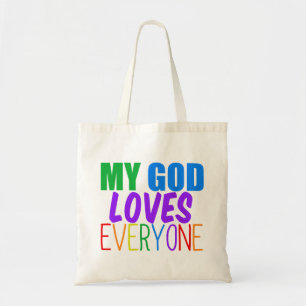 Tote Bag My God Loves Everyone Rainbow Christian Quote