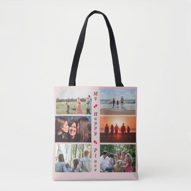 Tote Bag My Happy Place Personnalisable Photo de famille 6  (Devant)