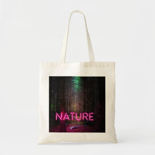 Tote Bag Mystère forêt d'épinette nature néon magenta signe